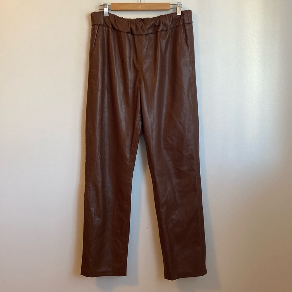 Anine Bing Preowned brown vegan leather pants size Large